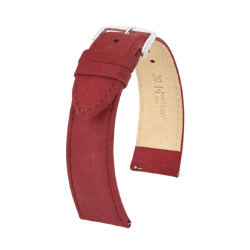 Hirsch Osiris Burgundy Silver Buckle Watch Band
