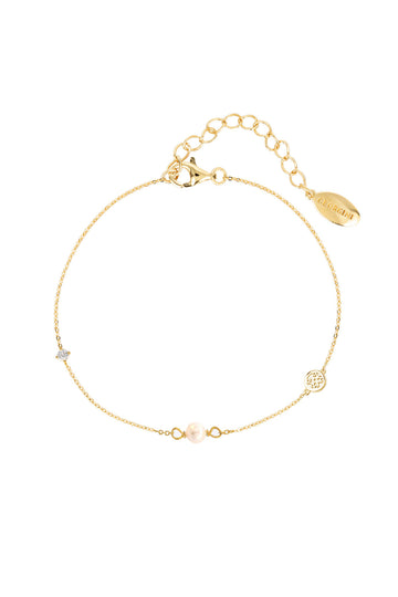 ADAGIO TOUCH OF SPARKLE PEARL BRACELET GOLD 15CM + 4CM