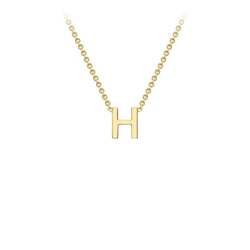 9K Yellow Gold 'H' Initial Adjustable Letter Necklace 38/43cm