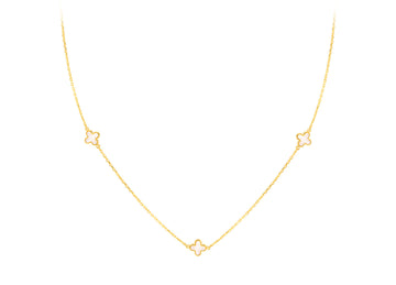 9K Yellow Gold 3 Mother-of-Pearl Petal Necklace 40-42.5 cm