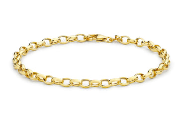 9K Yellow Gold Oval Belcher Bracelet 19cm