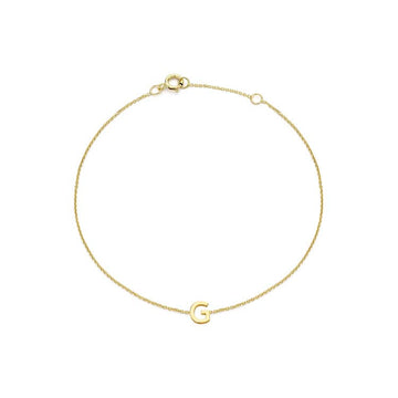9K Yellow Gold Mini Initial 'G' Bracelet 15.5-19cm