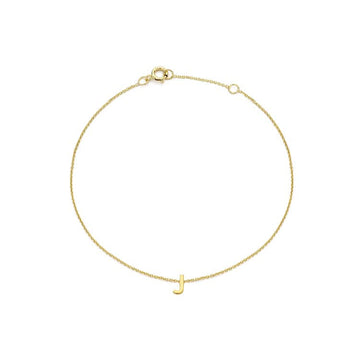 9K Yellow Gold Mini Initial 'J' Bracelet 15.5-19cm