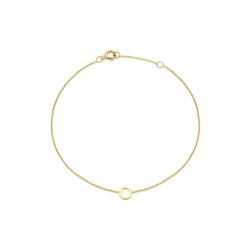 9K Yellow Gold Mini Initial 'O' Bracelet 15.5-19cm