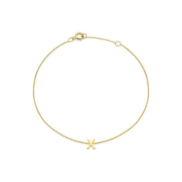 9K Yellow Gold Mini Initial 'X' Bracelet 15.5-19cm