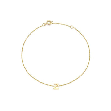 9K Yellow Gold Mini Initial 'Z' Bracelet 15.5-19cm