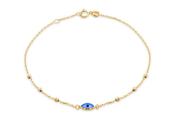 9K Yellow Gold Evil Eye Dc Ball Bracelet 19cm