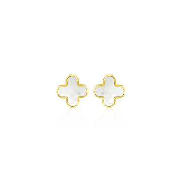 9K Yellow Gold Mother of Pearl Petal Stud Earrings