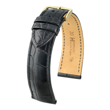 Hirsch Genuine Alligator Black Matt Louisian Alligator Watch Band