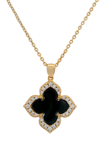 GEORGINI MIDNIGHT VELVET BLACK AGATE FAIRWATER PENDANT GOLD