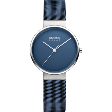 Bering Ladies Brushed Silver Solar Blue Watch