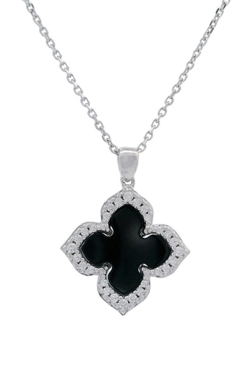 GEORGINI MIDNIGHT VELVET BLACK AGATE FAIRWATER PENDANT SILVER