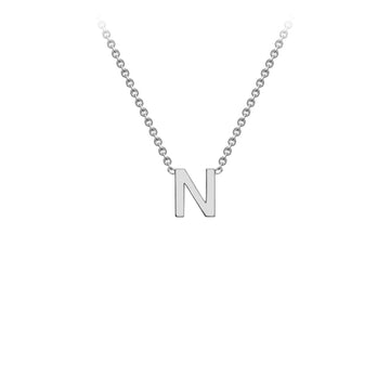 9K White Gold 'N' Initial Adjustable Letter Necklace 38/43cm