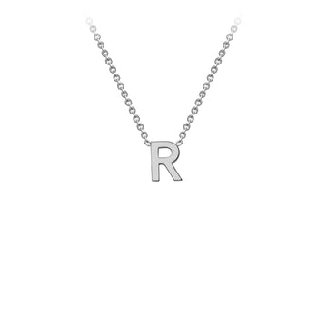 9K White Gold 'R' Initial Adjustable Letter Necklace 38/43cm