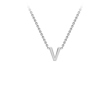 9K White Gold 'V' Initial Adjustable Letter Necklace 38/43cm