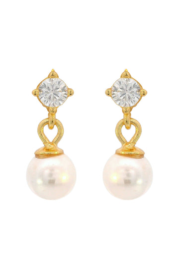 ADAGIO TOUCH OF SPARKLE DANGLE DROP PEARL EARRINGS GOLD