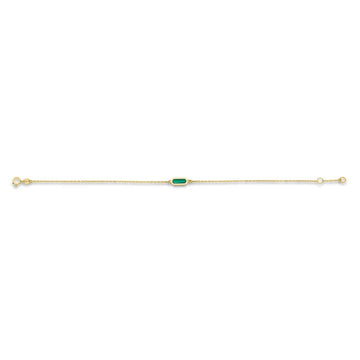 9K Yellow Gold Malachite Bracelet 17-19cm