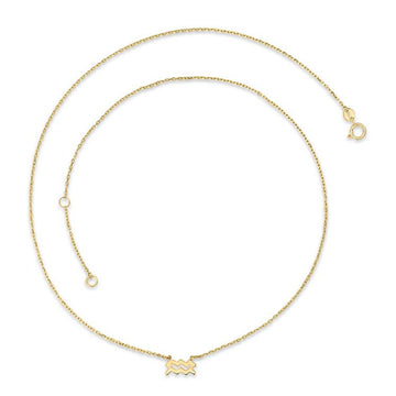 9K Yellow Gold Aquarius Zodiac Necklace 40-45cm