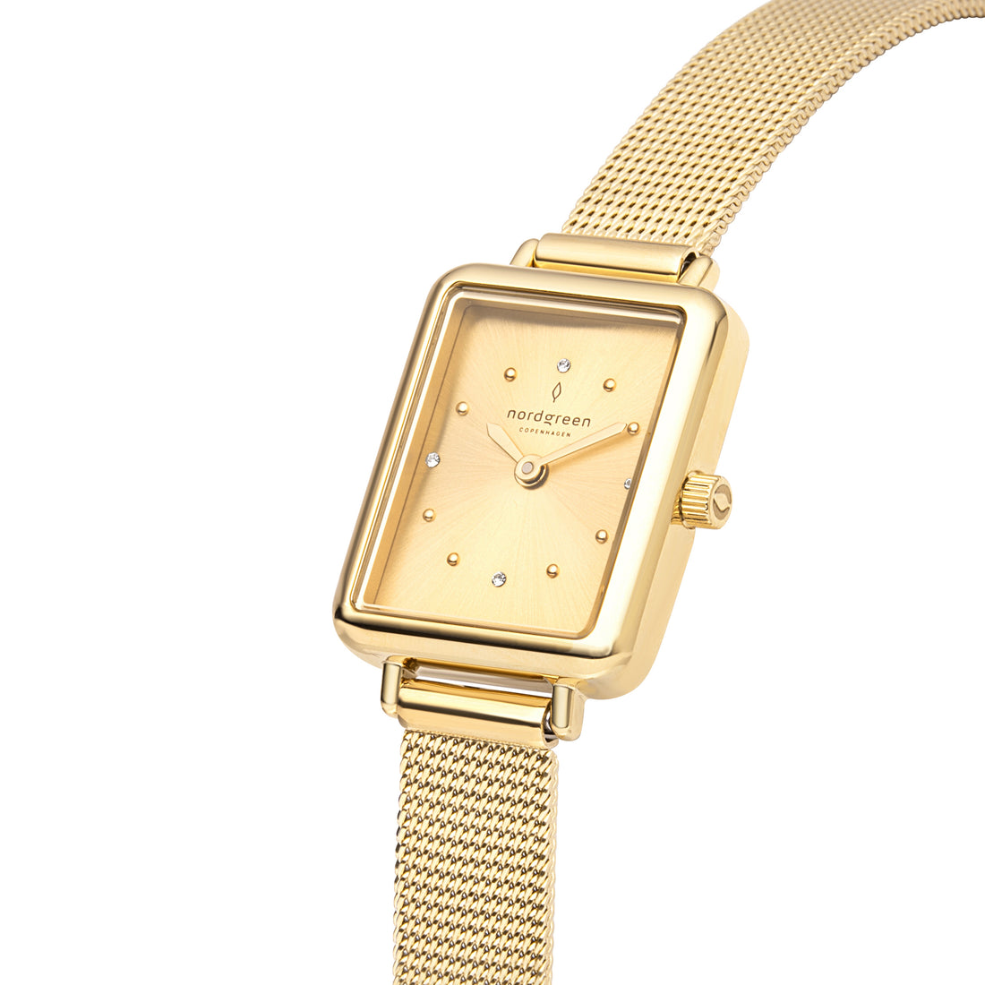 Nordgreen Allure 20mm x 30mm Gold Dial Gold Mesh Watch