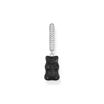 THOMAS SABO Single hoop earring medium sized with black goldbear