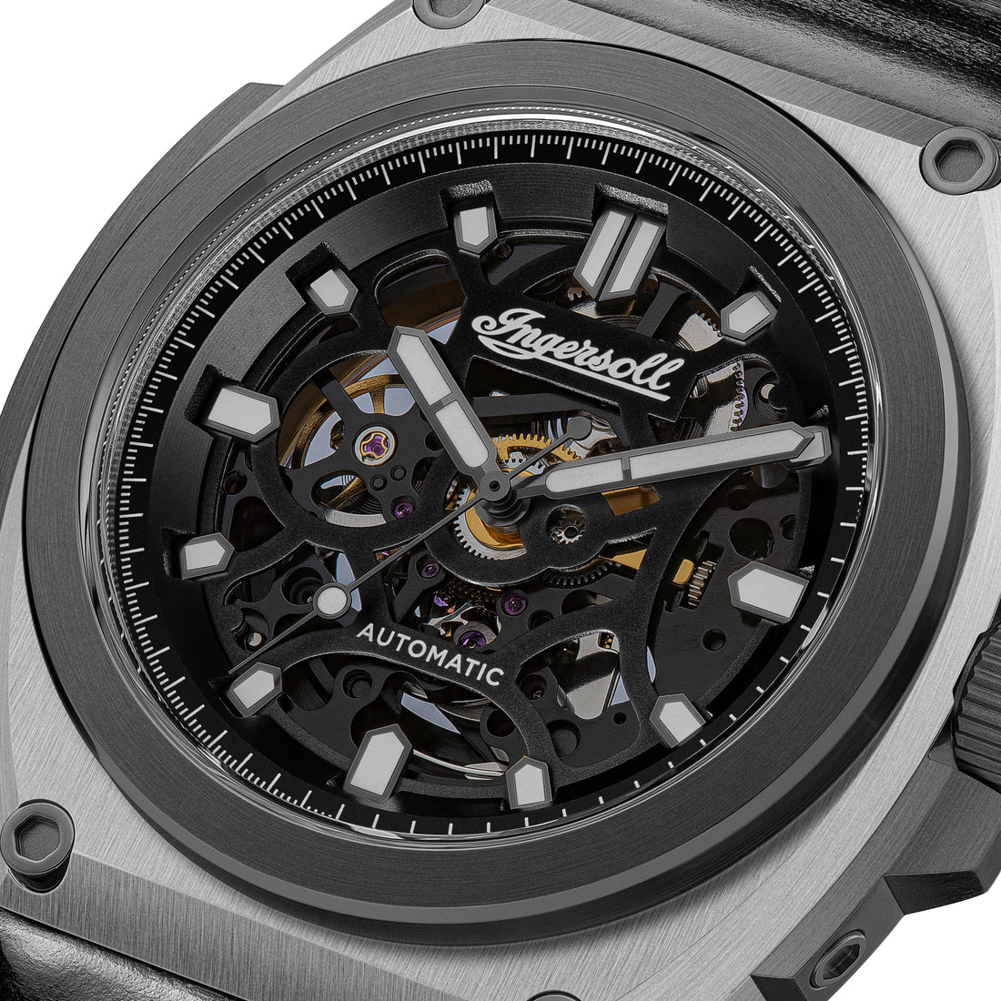 Ingersoll The Motion Automatic  Black Leather Watch