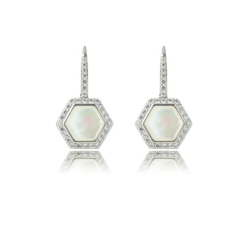 OCEANS TORQUAY MOTHER OF PEARL EARRINGS SILVER