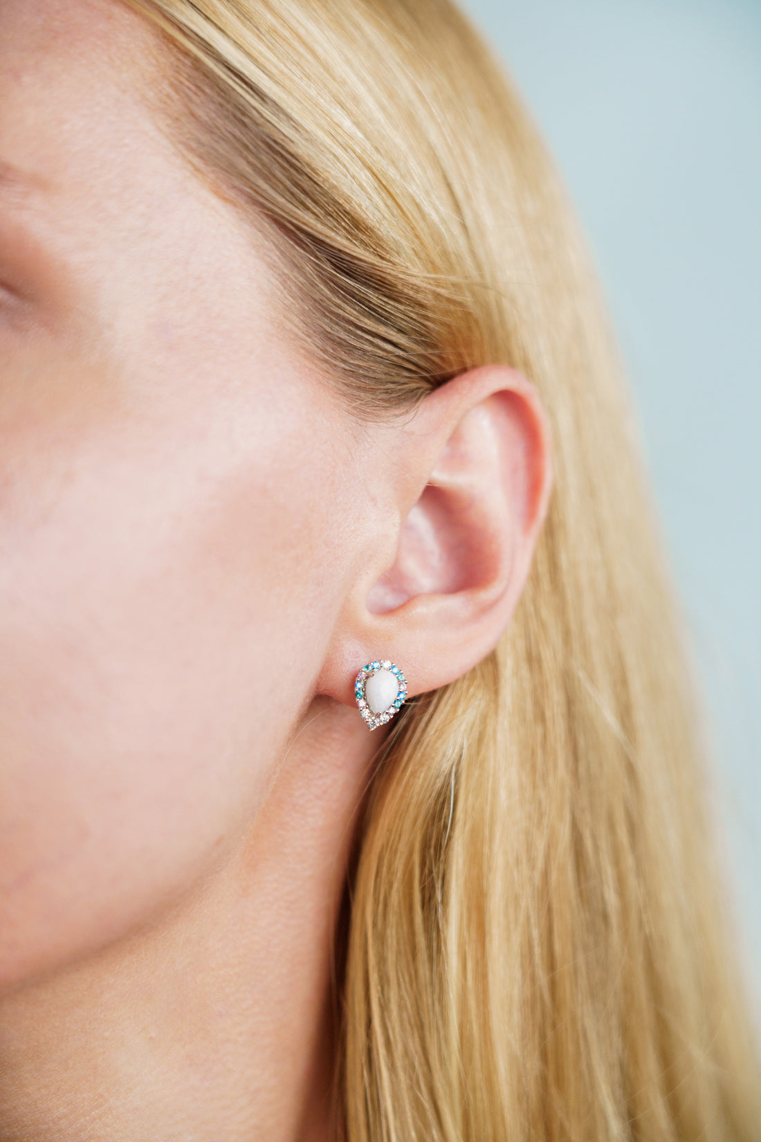 GEORGINI WISTERIA CREATED OPAL FLORIBUNDA STUD EARRINGS SILVER