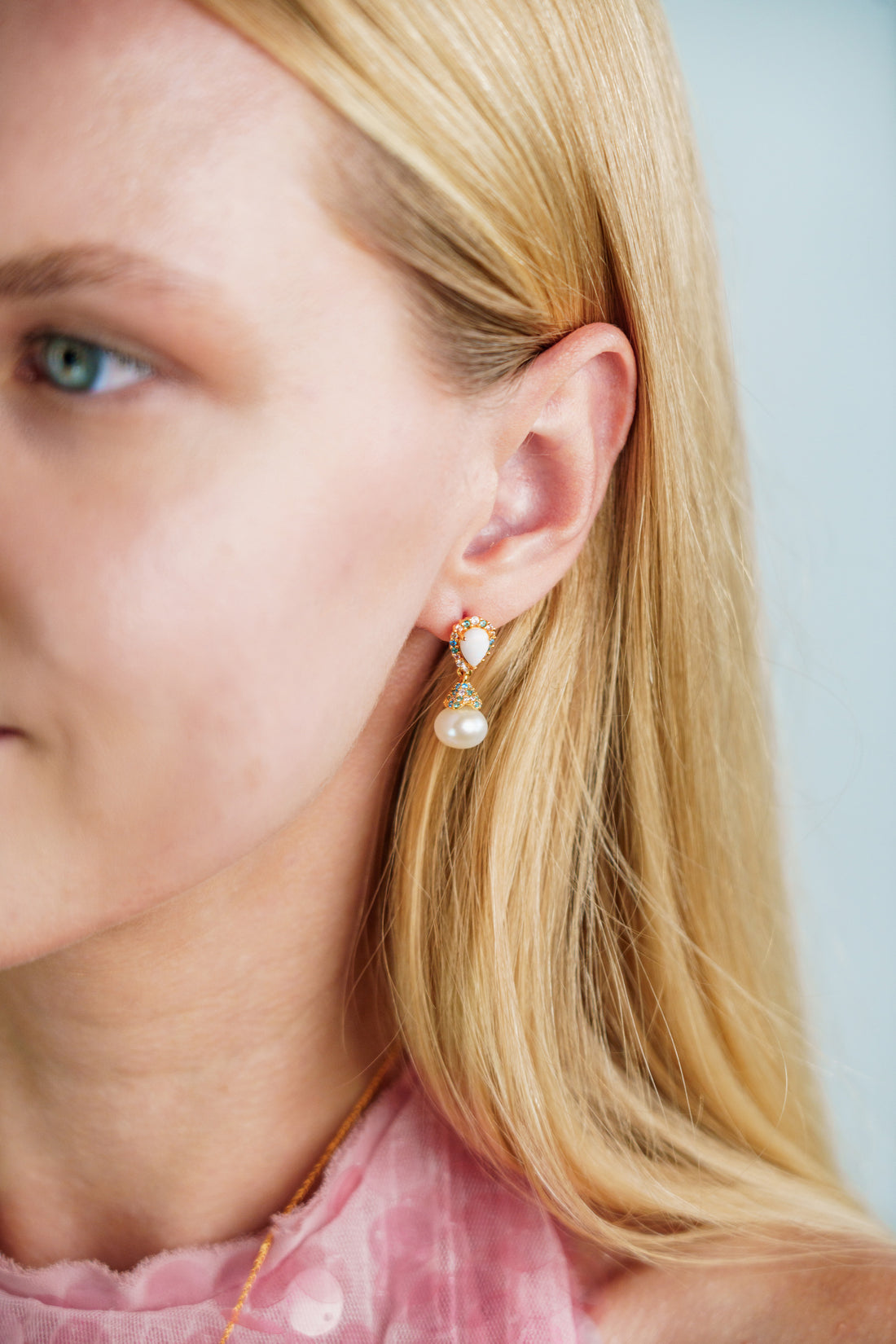 GEORGINI WISTERIA CREATED OPAL AND PEARL CASCADE EARRINGS GOLD