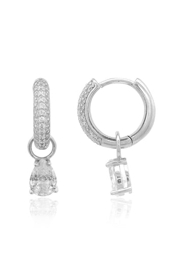 GEORGINI WISTERIA DUO PEAR EARRINGS SILVER