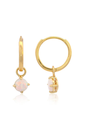 GEORGINI WISTERIA CREATED OPAL DANGLE HOOP EARRINGS GOLD