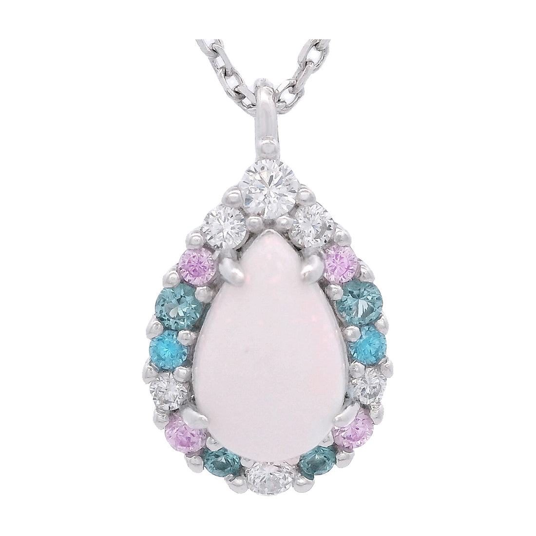 GEORGINI WISTERIA CREATED OPAL FLORIBUNDA PENDANT SILVER