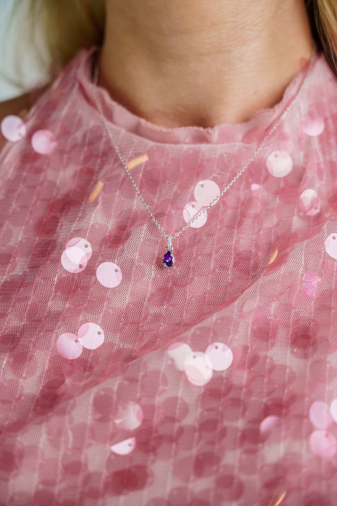 GEORGINI WISTERIA PENDANT AMETHYST CZ SILVER