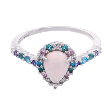 GEORGINI WISTERIA CREATED OPAL FLORIBUNDA RING SILVER
