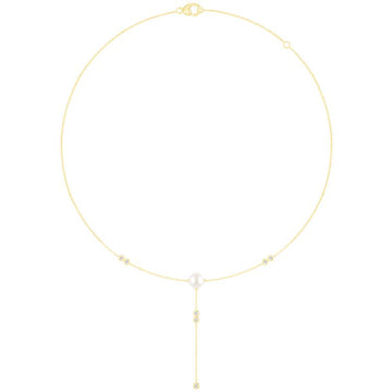 0.15ct Lab Grown Diamond Freshwater Pearl Necklace in 9K Yellow Gold