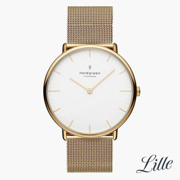 Nordgreen Native 36mm Gold Mesh Strap Watch