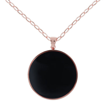 Bronzallure Black Onyx Big Disc Necklace