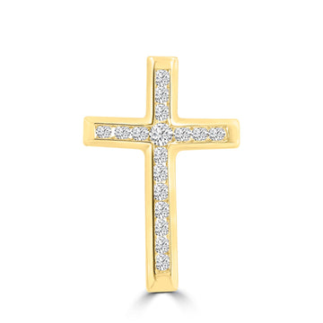 Diamond Cross Pendant with 0.10ct Diamonds in 9K Yellow Gold - PC-0174-Y