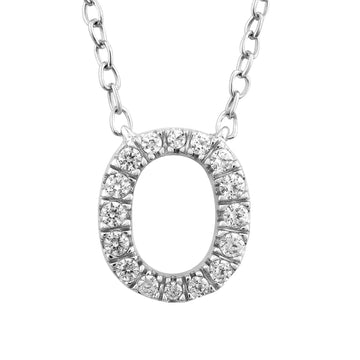 Initial 'O' Necklace with 0.09ct Diamonds in 9K White Gold