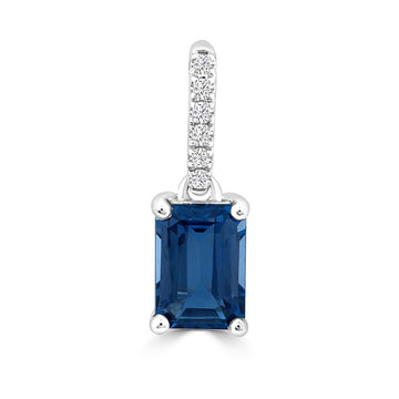 0.04ct HI I1 Diamond & Blue Topaz Pendant in 9K White Gold
