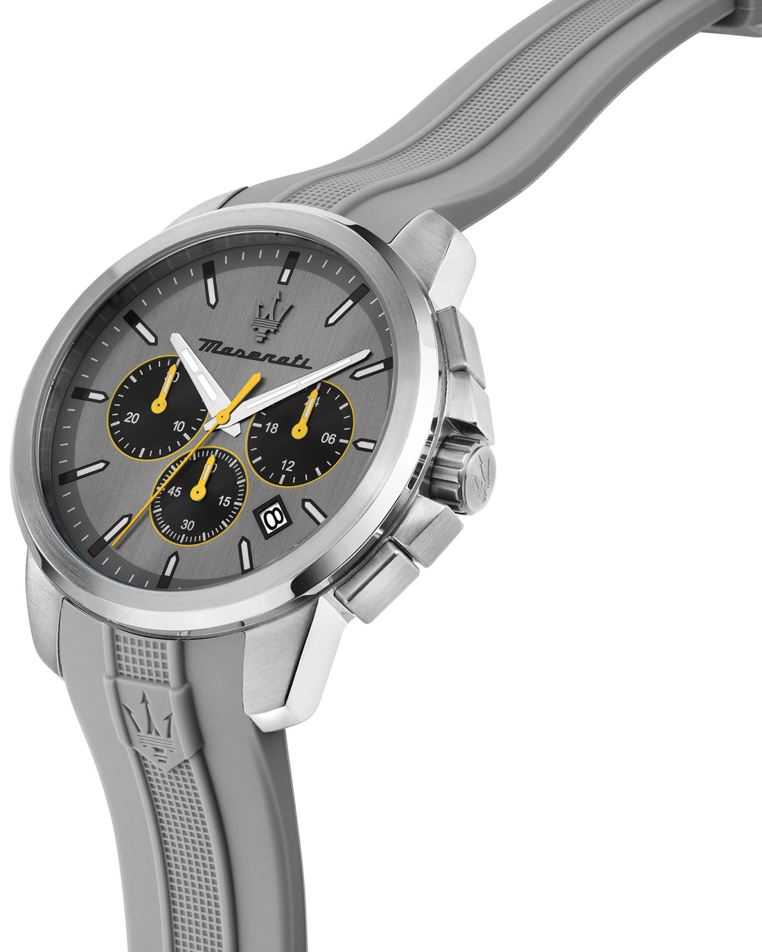Maserati Successo 42mm Chrono Gray Dial Gray Silicone Strap Watch