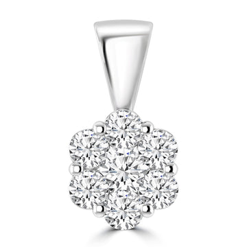 Cluster Diamond Pendant with 0.33ct Diamonds in 9K White Gold - RJ9WPCLUS33GH
