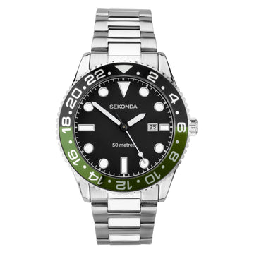 Sekonda Ocean Silver & Black Watch - SK30197