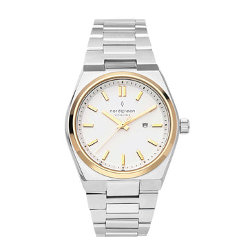 Nordgreen Succession 35mm White Dial Two Tone Stainless Steel Strap Watch