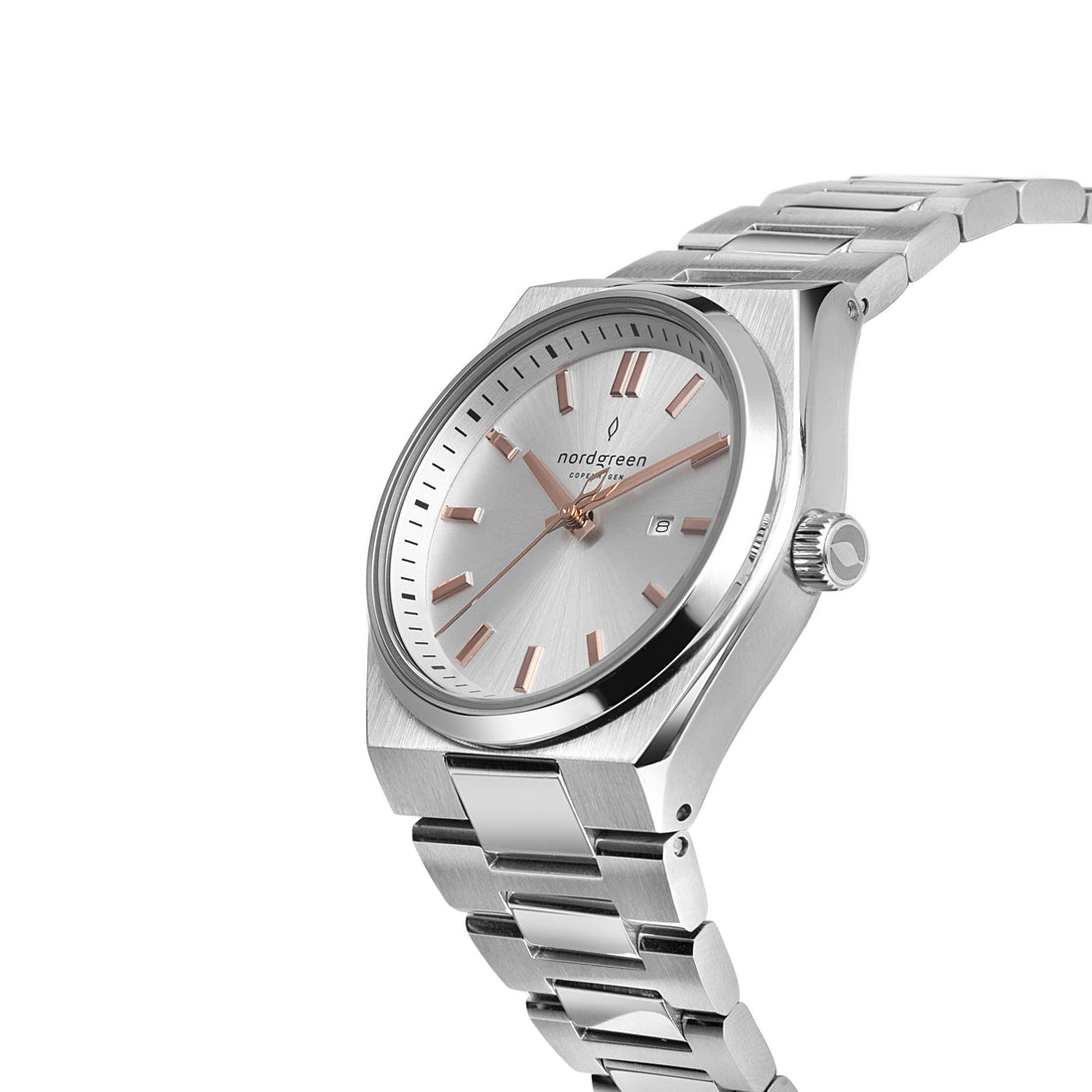 Nordgreen Succession 35mm Silver Dial & Rose Gold Indicies Stainless Steel Strap Watch