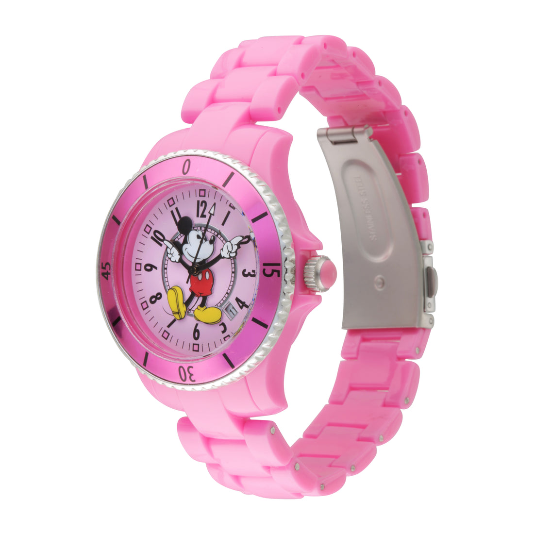 Disney Mickey Sports 40mm Pink Dial Pink Stainless Steel Watch