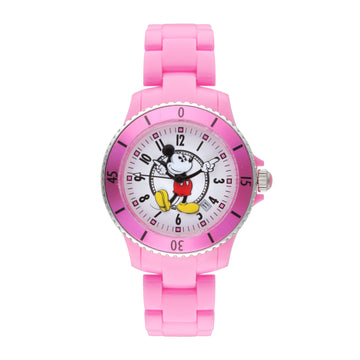 Disney Mickey Sports 40mm White Dial Pink Stainless Steel Watch