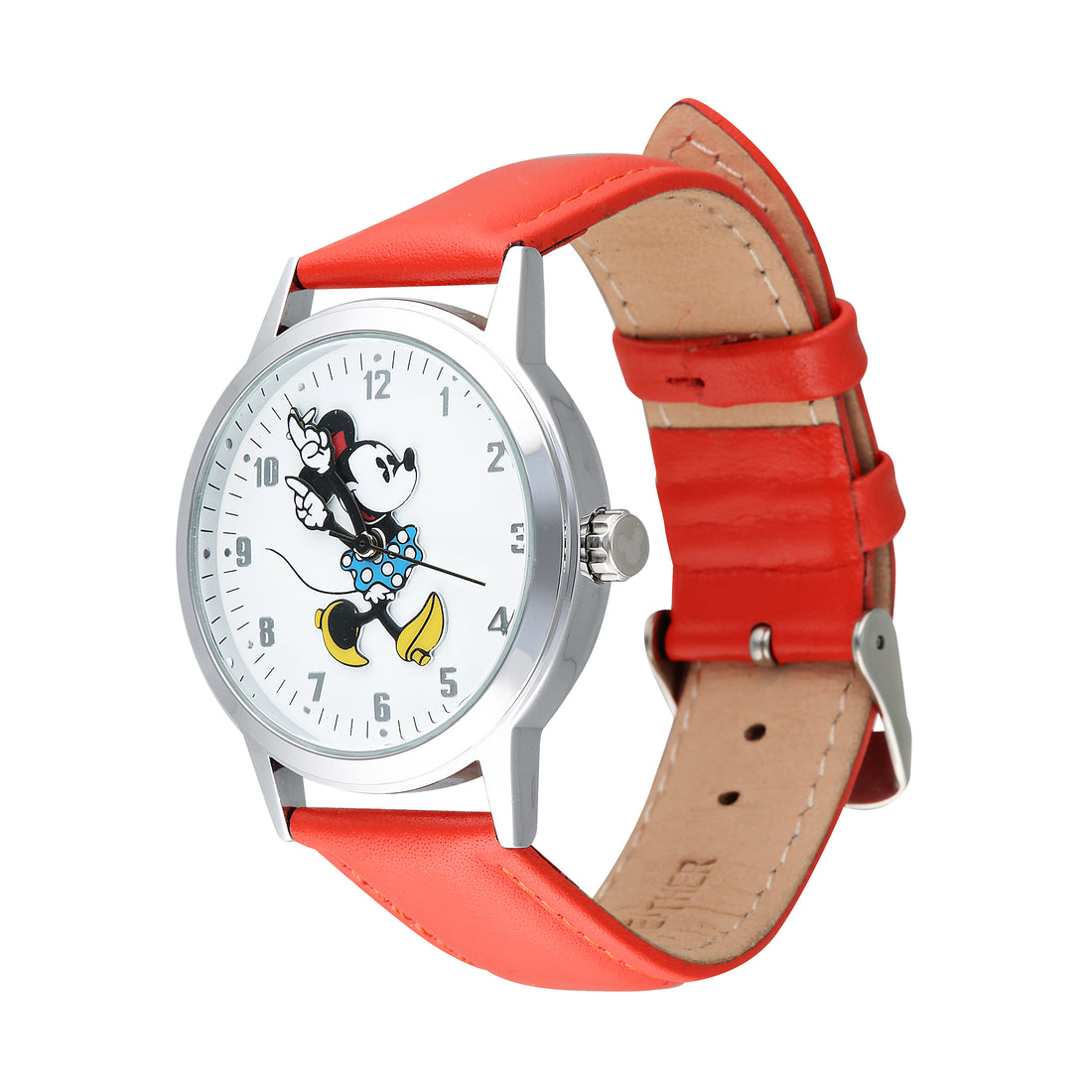 Disney Disney Bold Minnie 35mm White Dial Red Leather Strap Watch