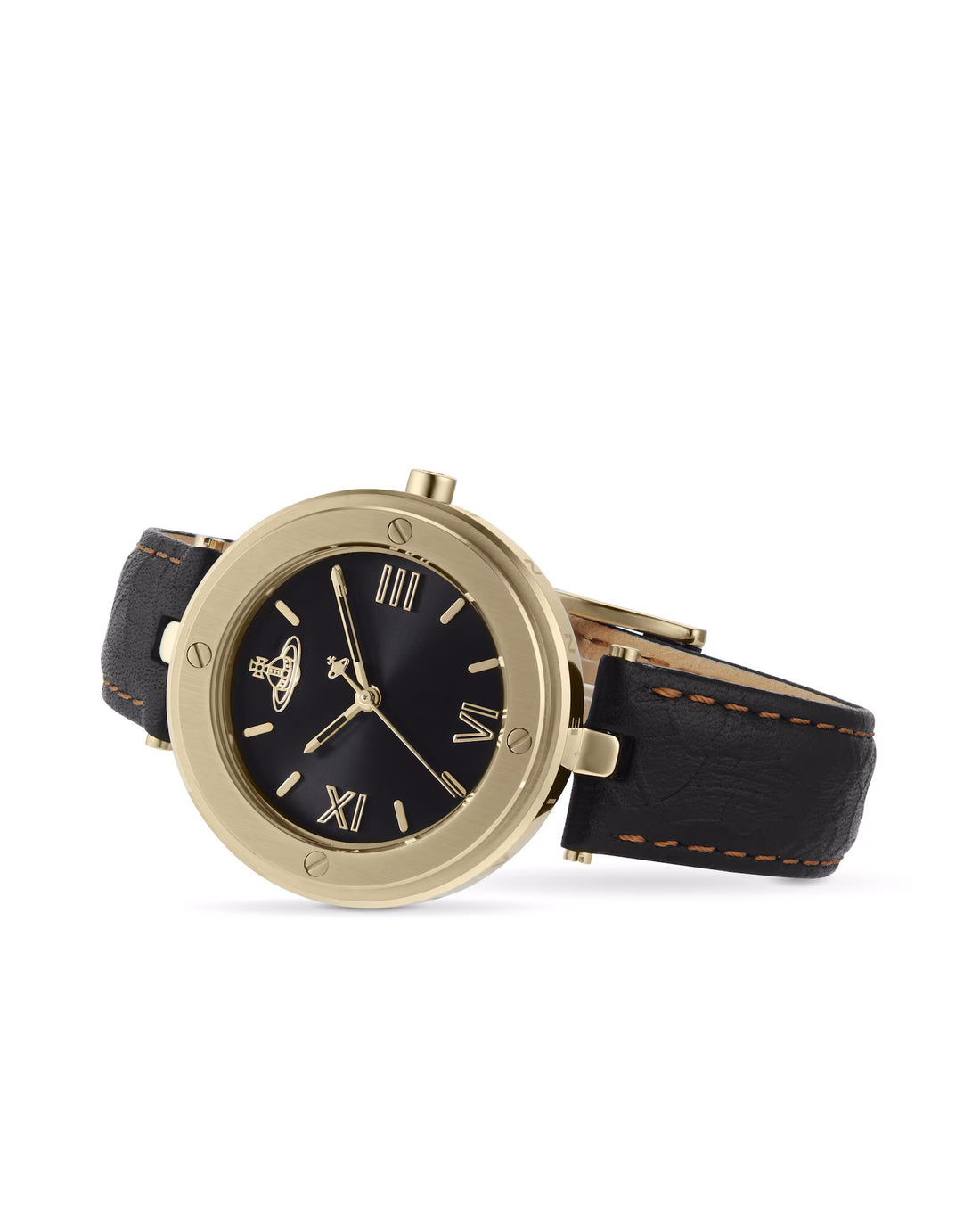 Vivienne Westwood Whitehall Gold 34mm Black Leather Watch