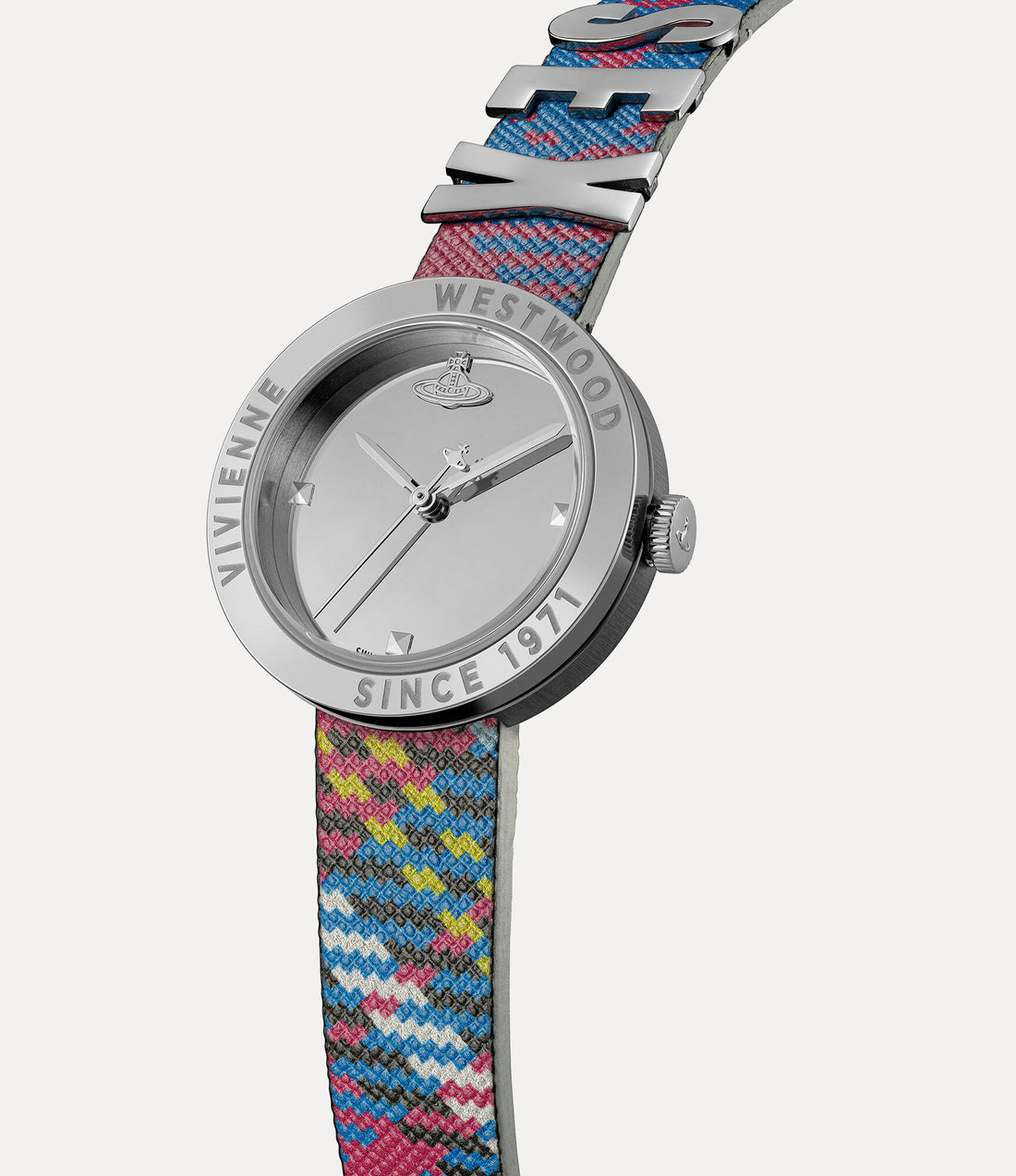 Vivienne Westwood Rebel Sex Silver Dial Tartan Leather Strap Watch
