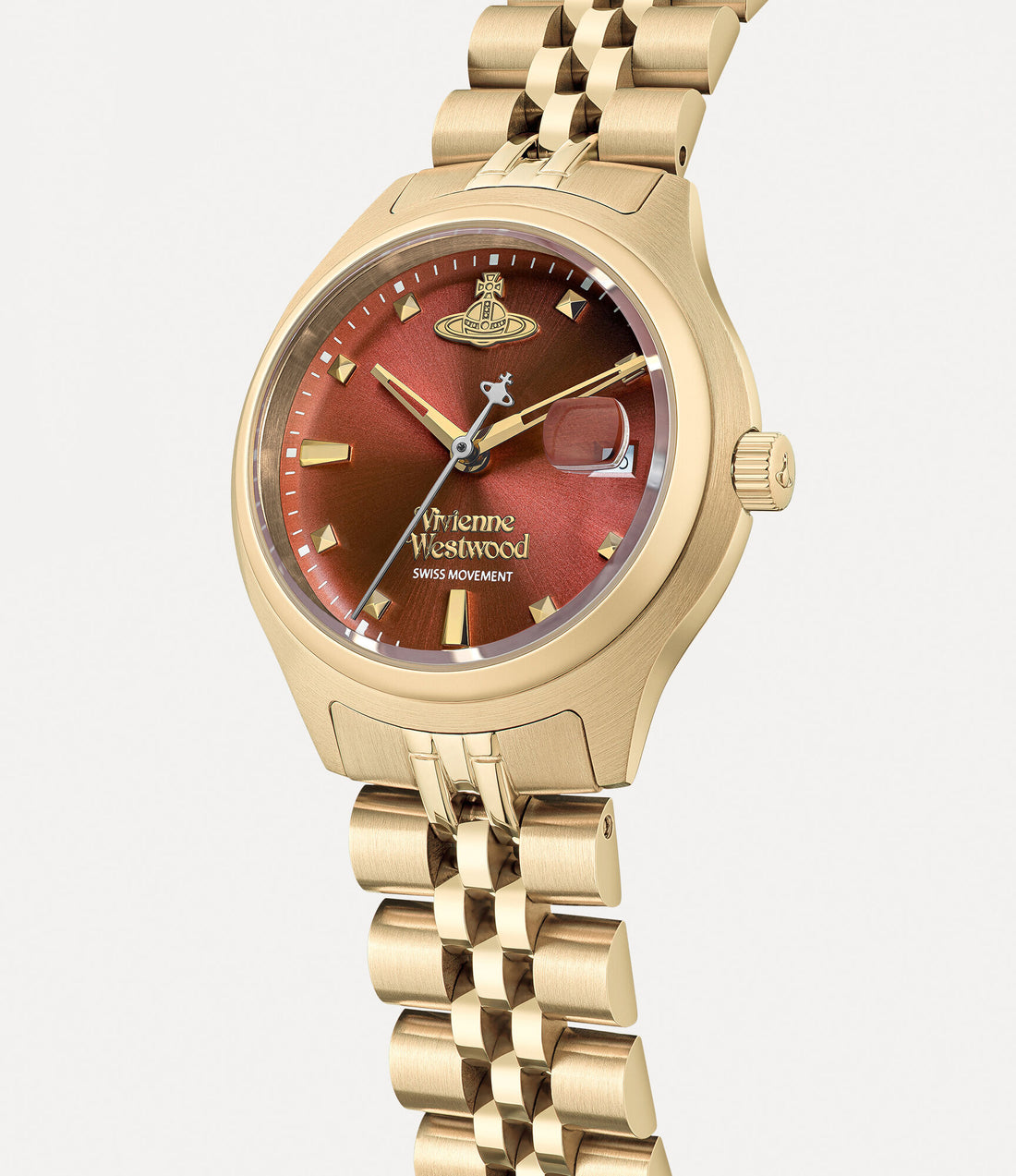 Vivienne Westwood Little Camberwell Red Dial Gold Strap Watch
